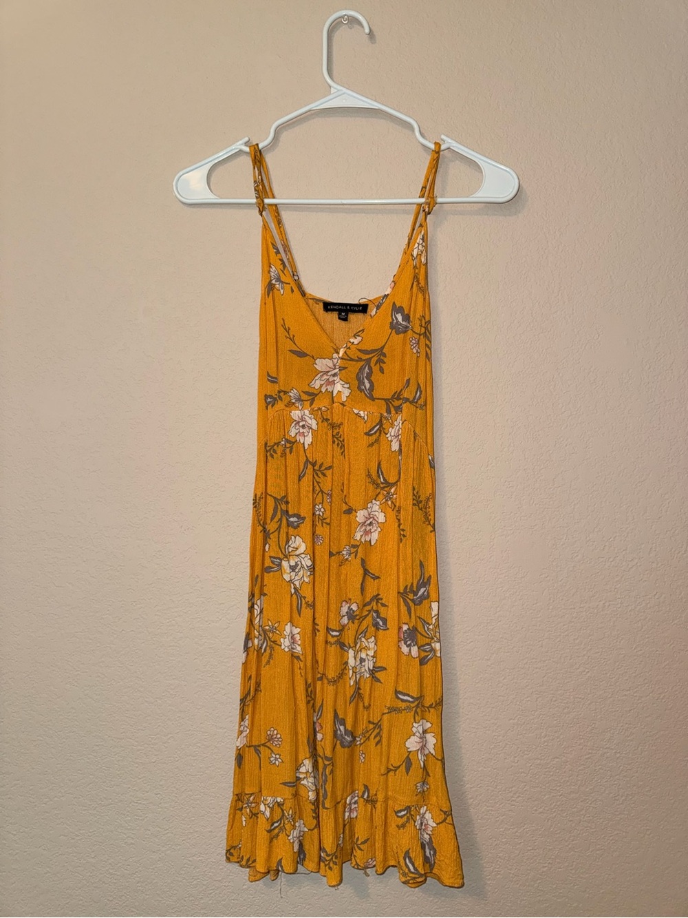 Kendall & Kylie Mustard Yellow Floral Maxi Slip Dress